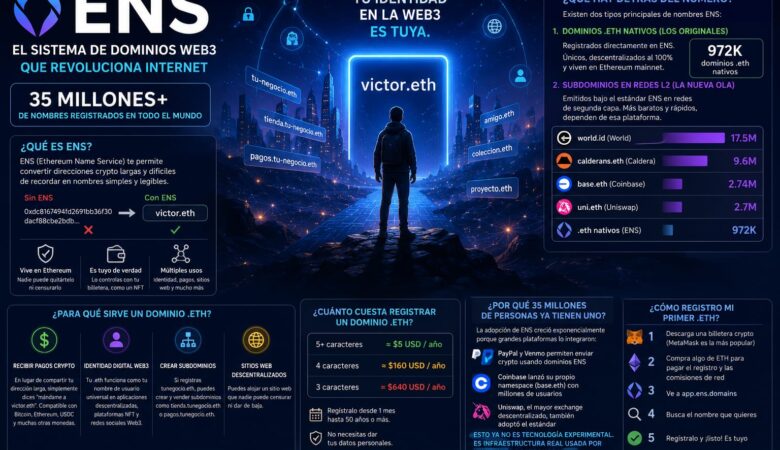 dominios web3 ENS: El sistema que revoluciona internet (con 35 millones de nombres)